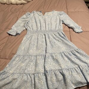 Wonder Nation Blue and White Floral Dress